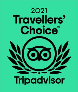 a travelers choice triadvisor logo on a blue background at Lossiemouth House in Lossiemouth