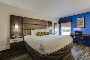 a hotel room with a large bed and a desk at Alexis Inn and Suites Hotel in Nashville