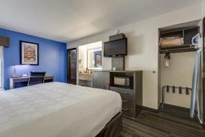a hotel room with a bed and a flat screen tv at Alexis Inn and Suites Hotel in Nashville