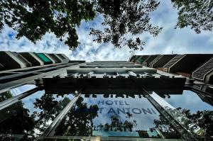 a view of a building with the name of a hotel at SM Hotel Sant Antoni in Barcelona