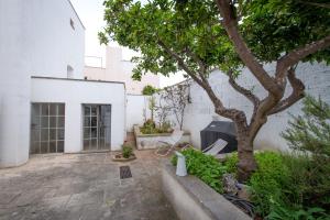 een binnenplaats met een boom en een wit gebouw bij La Casa e la Corte in Salve