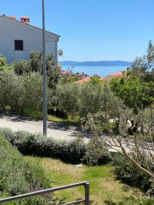 a view of a garden with trees and bushes at Apartments Braje in Rabac