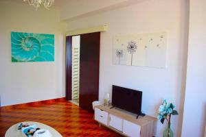 A television and/or entertainment centre at Magnificent sea view,clean and bright apartments