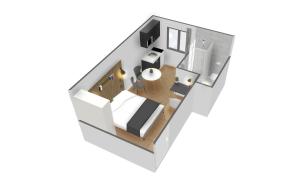 un plano del piso de una habitación en Les studios de la faisanderie, en Chantilly