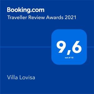 uma imagem dos prémios de comentários de viagem com o número em Villa Lovisa em Lovisa