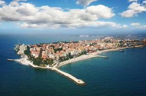 an island in the middle of the water at Sofia Family Hotel in Pomorie