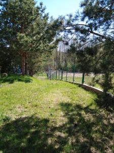a park with trees and grass and a fence at Kamienny Gościniec in Kopanica