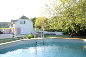 Peyrelongue-Abos的住宿－Ecogite Rural La Cle des Champs，水中带梯子的游泳池