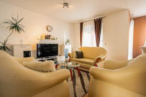 Televízia a/alebo spoločenská miestnosť v ubytovaní Apartman Aqua