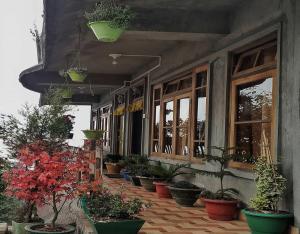 a porch with potted plants on the side of a building at Green Valley Home Stay by StayApart in Ukhimath
