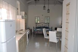 a kitchen with a sink and a table with chairs at Elena Studio in Logothetiánika