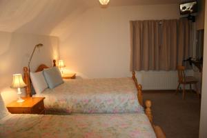 a hotel room with two beds and a window at Valley Lodge Room Only Guest House in Claremorris