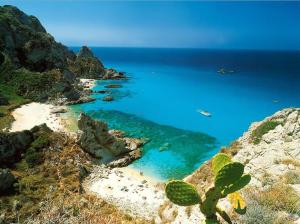 an aerial view of a beach and the ocean at Fondaco del Capo in Capo Vaticano