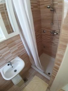 a bathroom with a shower and a sink at Balen Guest house in Rab