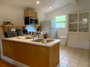 eine Küche mit einer Spüle und einem Kühlschrank in der Unterkunft Catskill Seasons Inn in Shandaken
