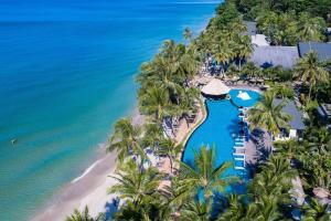an aerial view of the beach and the ocean at KC Grande Resort Koh Chang in Ko Chang