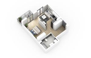 a rendering of a floor plan of a room at Loft Dragoner Kaserne Olsztyn in Olsztyn