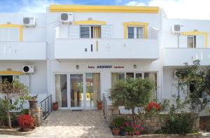 a view of the front of a building at Arsinoi Studios and Apartments in Kalamaki