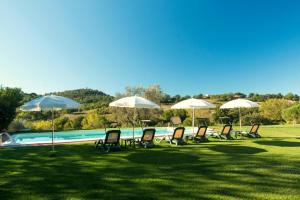 a group of chairs and umbrellas next to a pool at Poggio Sasseta in Montiano