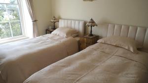 two beds sitting next to each other in a bedroom at Lammas Park House in Dawlish