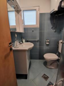 a bathroom with a sink and a toilet at Apartments Victoria in Savudrija