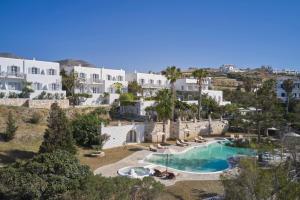 an aerial view of a resort with a swimming pool at High Mill Paros Hotel in Parikia