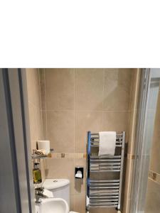 a bathroom with a toilet and a towel rack at The Westbourne in Bowness-on-Windermere