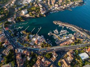 an aerial view of a harbor with a marina at Suite Catania Lungomare in Catania