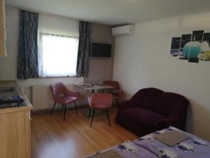 Televízia a/alebo spoločenská miestnosť v ubytovaní Tünde Apartman