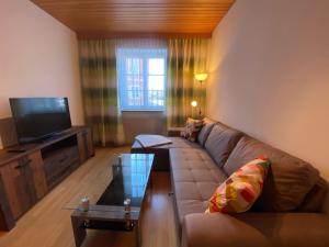 A television and/or entertainment centre at ALTSTADT-APARTMENTS Bad Radkersburg - Ihr Zuhause auf Reisen