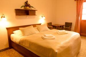 Postel nebo postele na pokoji v ubytování Hotel VÍTKOVA HORA