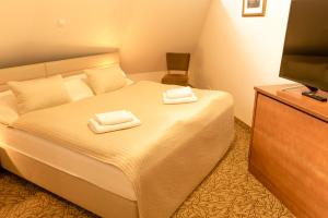 Postel nebo postele na pokoji v ubytování Hotel VÍTKOVA HORA