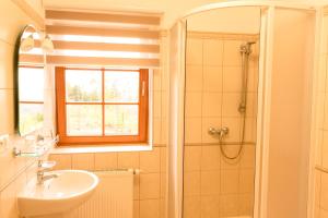 Koupelna v ubytování Hotel VÍTKOVA HORA