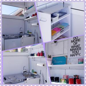 a collage of three pictures of a kitchen at Apartments Sv.Jakov in Dubrovnik