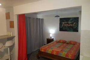 Postel nebo postele na pokoji v ubytování Le Repère tropical à la Marina