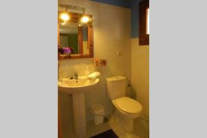 a bathroom with a white toilet and a sink at Estudio La Tienda de Adanero in Adanero