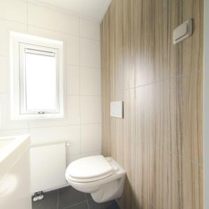 ein weißes Bad mit einem WC und einem Fenster in der Unterkunft Salland 4 persons in Rijssen
