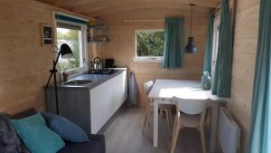 Ett kök eller pentry på Tiny house op wielen Friesland
