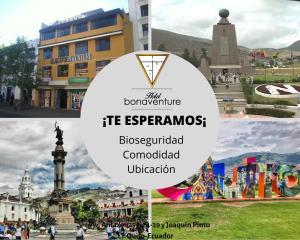 a collage of photos with the text he sermopolis blossomald municipal at Hotel Bonaventure in Quito