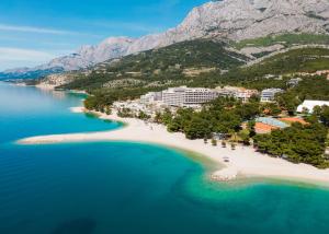 an aerial view of a beach in the water at Villa Ivano in Makarska