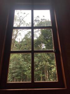 a window with a view of a forest at Ibitiaçu Chales in Conceição da Ibitipoca