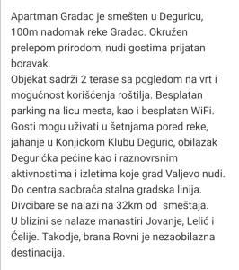 Afbeelding uit fotogalerij van Apartman Gradac Deguric in Valjevo