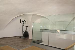 pusty pokój ze szklaną obudową i bieżnią w obiekcie Luxury Suite apartment Angiolieri w Sienie