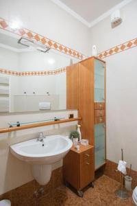 a bathroom with a sink and a mirror at Appartamento accanto ai Mercatini di Natale in Trento