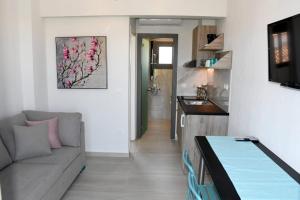 Kuchyň nebo kuchyňský kout v ubytování Theano Luxury Suites Nikiti