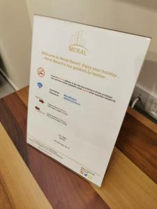 Certifikát, hodnocení, plakát nebo jiný dokument vystavený v ubytování Meral Resort