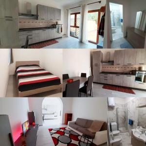 2 Bilder von einem Wohnzimmer und einer Küche in der Unterkunft Comfy&Cozy Flat in Fiumicino center in Fiumicino