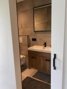 La salle de bains est pourvue d'un lavabo et d'un miroir. dans l'établissement Stay-Inn Harlingen, à Harlingen