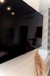 - une télévision à écran plat sur un mur avec un animal farci dans l'établissement Residenza San Lorenzo, à Naples