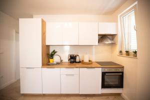 Kuchyň nebo kuchyňský kout v ubytování Apartmani Lelu